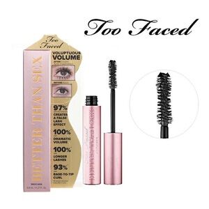 NIB Too Faced Better Than Sex Volumizing Mascara, Deepest Black, Full Sized 8 mL